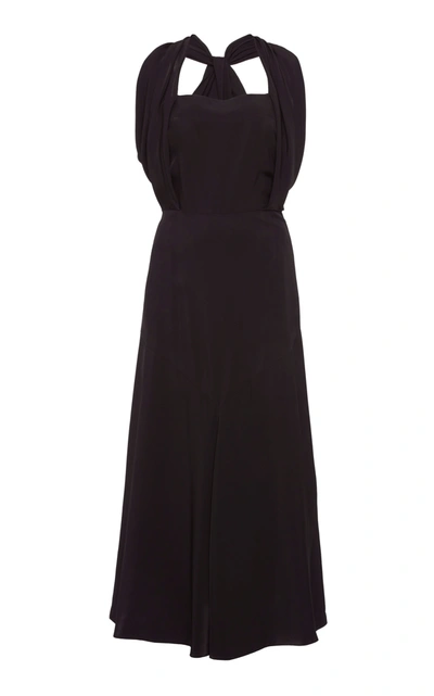 Prada Chiffon Midi Dress In Black