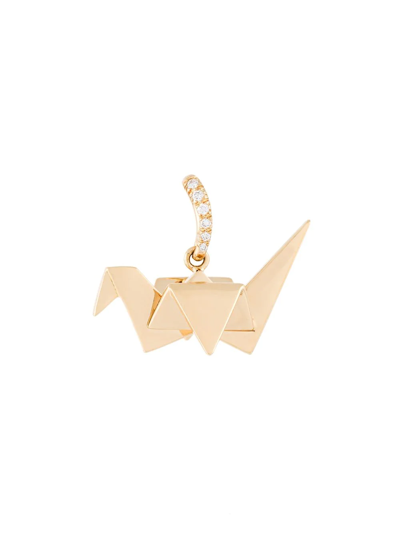 Aurelie Bidermann 18kt Gold Origami Diamond Earring In Metallic
