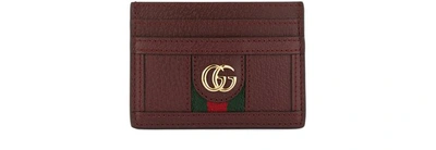Gucci Ophidia Cardholder In Burgundy