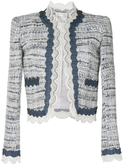 Zuhair Murad Lace-trimmed Tweed Jacket In Blue