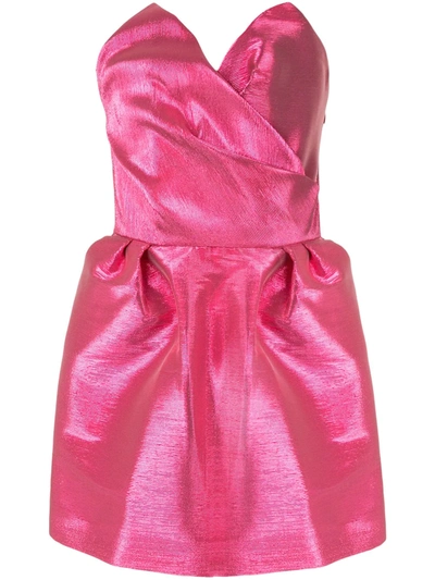 The 2nd Skin Co. Strapless Architectural Mini Dress In Pink