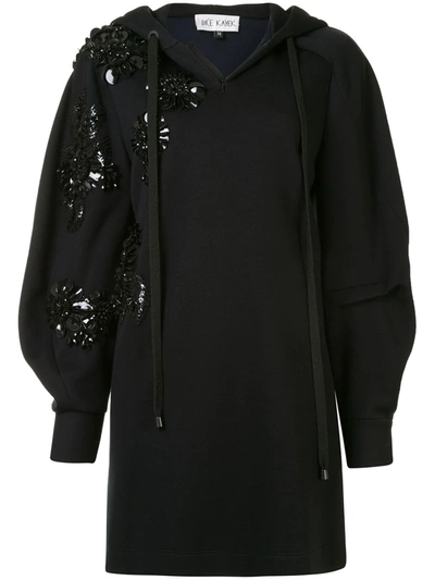 Dice Kayek Jet Stone Hooded Jumper Dress In Black