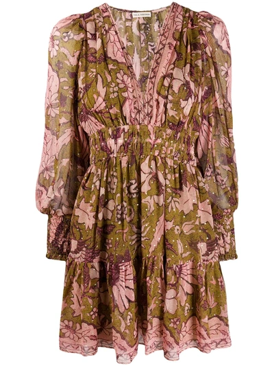 Ulla Johnson Rosetta Stretch-silk Fil Coupé Mini Dress In Green