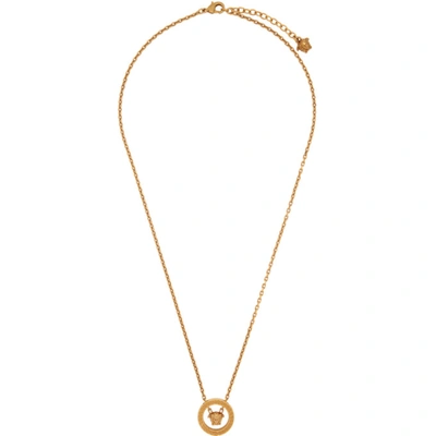 Versace Gold-tone Circle Medusa Pendant Necklace In Kot Gold