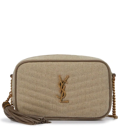 Saint Laurent Camera Bag Monogram All Over Canvas Small Neutral