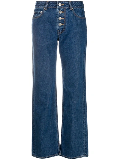 Ganni Mid-rise Straight Jeans In Blue