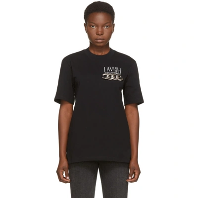 Alexander Wang Short Sleeve T-shirt With Print & Chain In Black