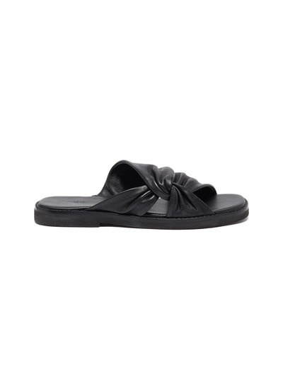 Vince Marli Knotted Leather Flat Sandals In Black