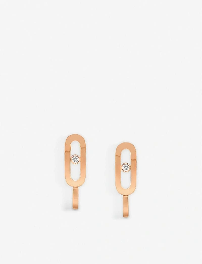 Messika Move Mini Uno 18ct Rose-gold And Diamond Earrings In Pink Gold
