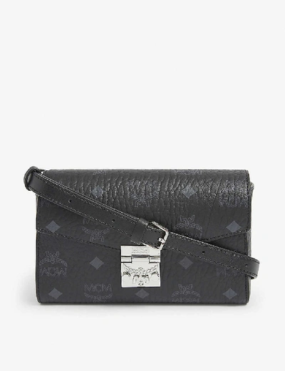 Mcm Millie Logo-print Small Coated-canvas Cross-body Bag In Black