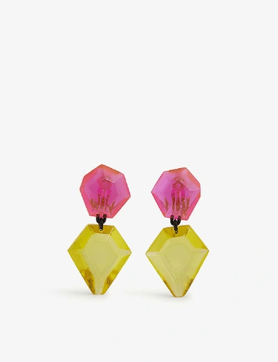 Monies Tirana Acrylic Drop Earrings In Pink Yellow