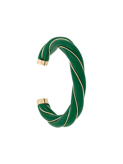 Aurelie Bidermann Positano Gold-tone Enamel Cuff In Green Emerald
