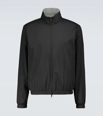 Loro Piana Reversible Windmate Cashmere Zip Bomber In Onyx Flannel