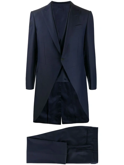 Canali Three Piece Suit In Blue