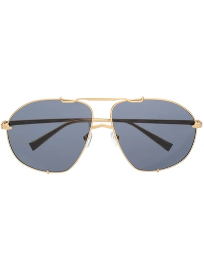 Linda Farrow Oversized Aviator Sunglasses In Gold