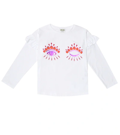 Kenzo Teen Eye-print Organic Cotton T-shirt In White