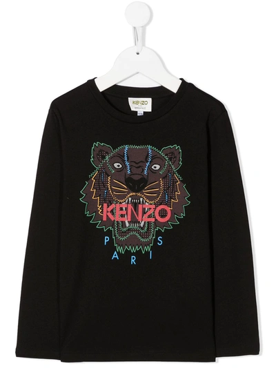Kenzo Kids' Little Boy's & Boy's Logo Long-sleeve T-shirt In Black