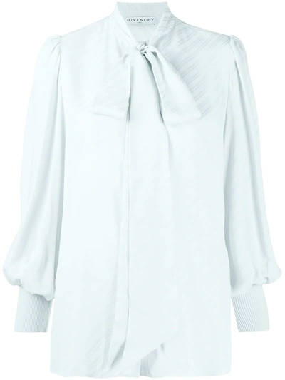 Givenchy Bishop Sleeves Bow-embellished Blouse In Blue