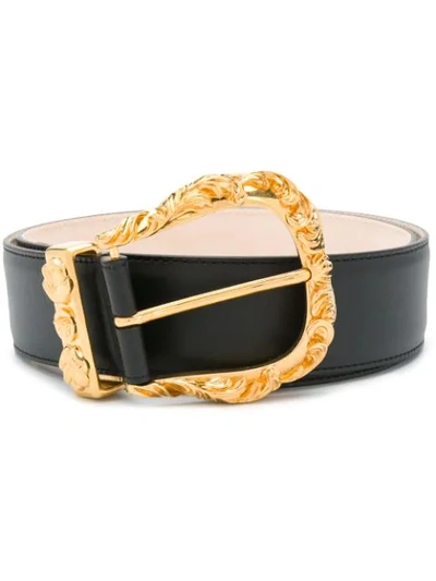 Versace Barocco Buckle Belt In Black