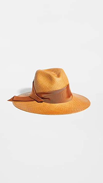 Freya Gardenia Woven Straw Fedora In Natural Orange