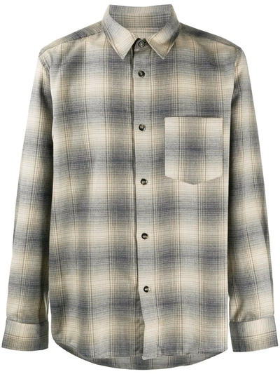 A.p.c. John Checked Cotton Shirt In Brown