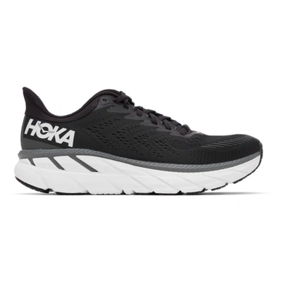 Hoka One One Black & White Clifton 7 Sneakers