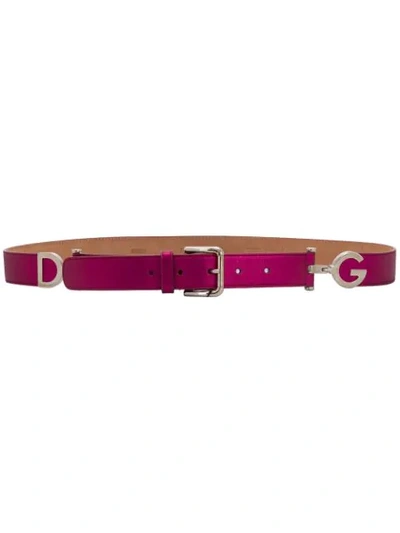 Dolce & Gabbana Logo Plaque Belt In Pink