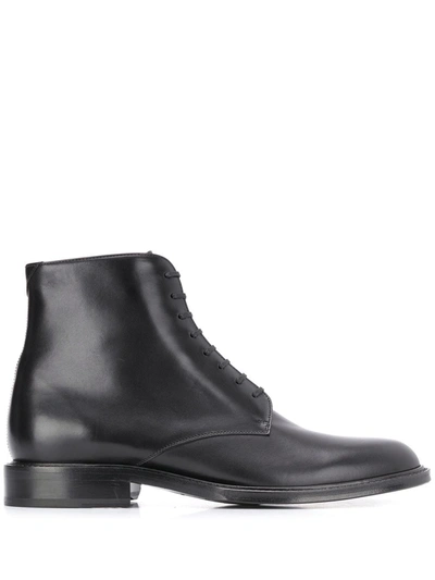 Saint Laurent Army Laced Ankle Boots In Black