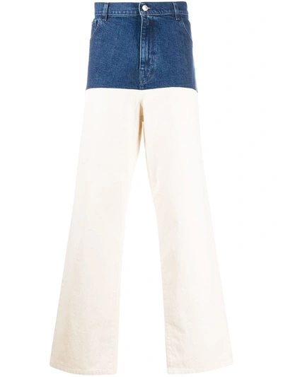 Raf Simons Wide-leg Panelled Jeans In Blue