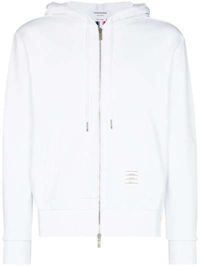 Thom Browne Striped Loopback Cotton Hoodie In White