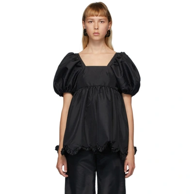 Cecilie Bahnsen Puffed Sleeve Cropped Blouse In Black