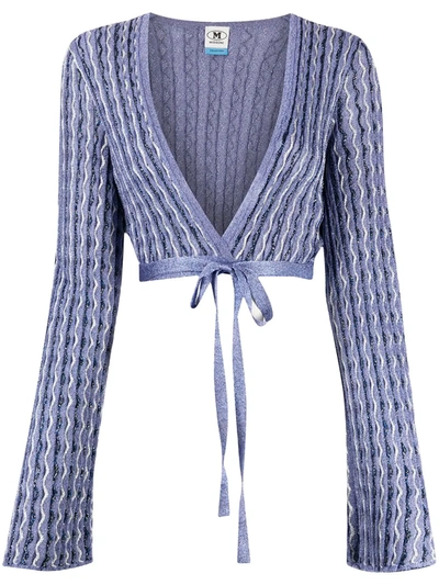 M Missoni Cropped Tie-waist Cardigan In Purple