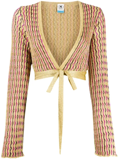 M Missoni Cropped Knit Cardigan In Gold