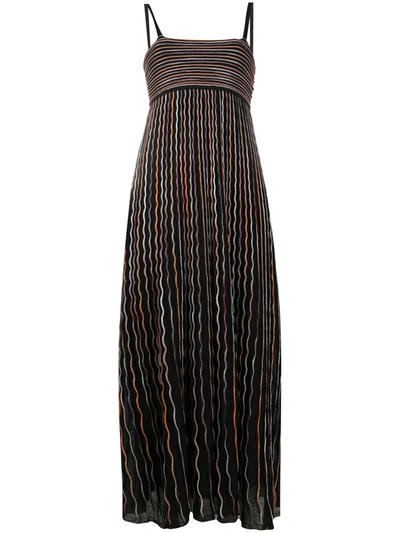 M Missoni Fine-knit Embroidered Dress In Black