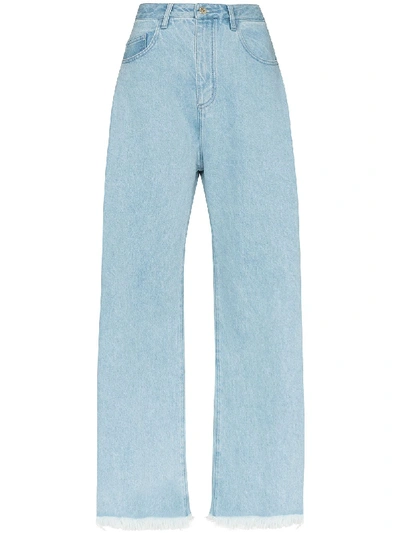 Marques' Almeida High Waist Cotton Denim Wide Leg Jeans In Blue
