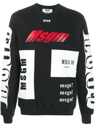 Msgm Logo-print Cotton Sweatshirt In Black