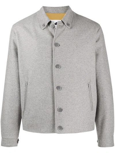 Anglozine Island Button-down Shirt Jacket In Grey