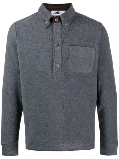 Anglozine Brook Button-down Polo In Grey