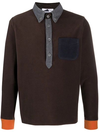 Anglozine Brook Button-down Polo In Brown