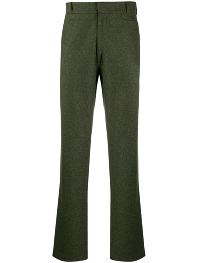 Anglozine Straight Leg Tailored Trousers In Green