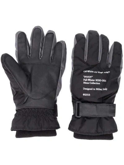 Off-white Logo-print Padded Gloves In Black