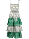 Tory Burch Bandana Print Ruffle Cover-up Dress In Ivory / Green Americana Bandana