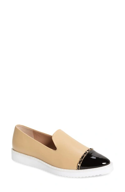 Karl Lagerfeld Caralee Cap Toe Slip-on Sneaker In Beige/ Black Leather