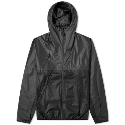 Nike Acg Packable Water Repellent Hooded Jacket In Black