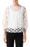 Akris Punto Dot Sheer Puff Sleeve Blouse In Cream