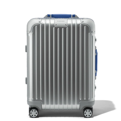 Rimowa Original Cabin Twist Suitcase In Silver And Blue - Aluminium - 21,7x15,8x9,1 In Silver & Blue