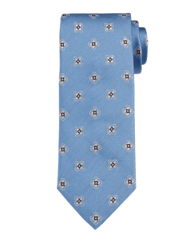 Brioni Men's Silk Medallion Tie In Blue/gray