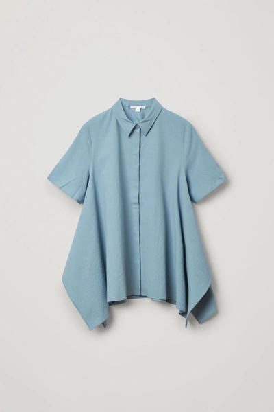 Cos Organic Cotton Cut Drape Shirt In Turquoise