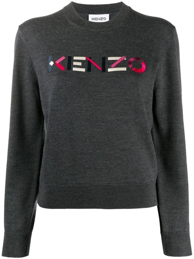 Kenzo Logo-embroidered Wool Jumper In Black