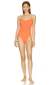 Hunza G Pamela Neon Orange Seersucker Swimsuit